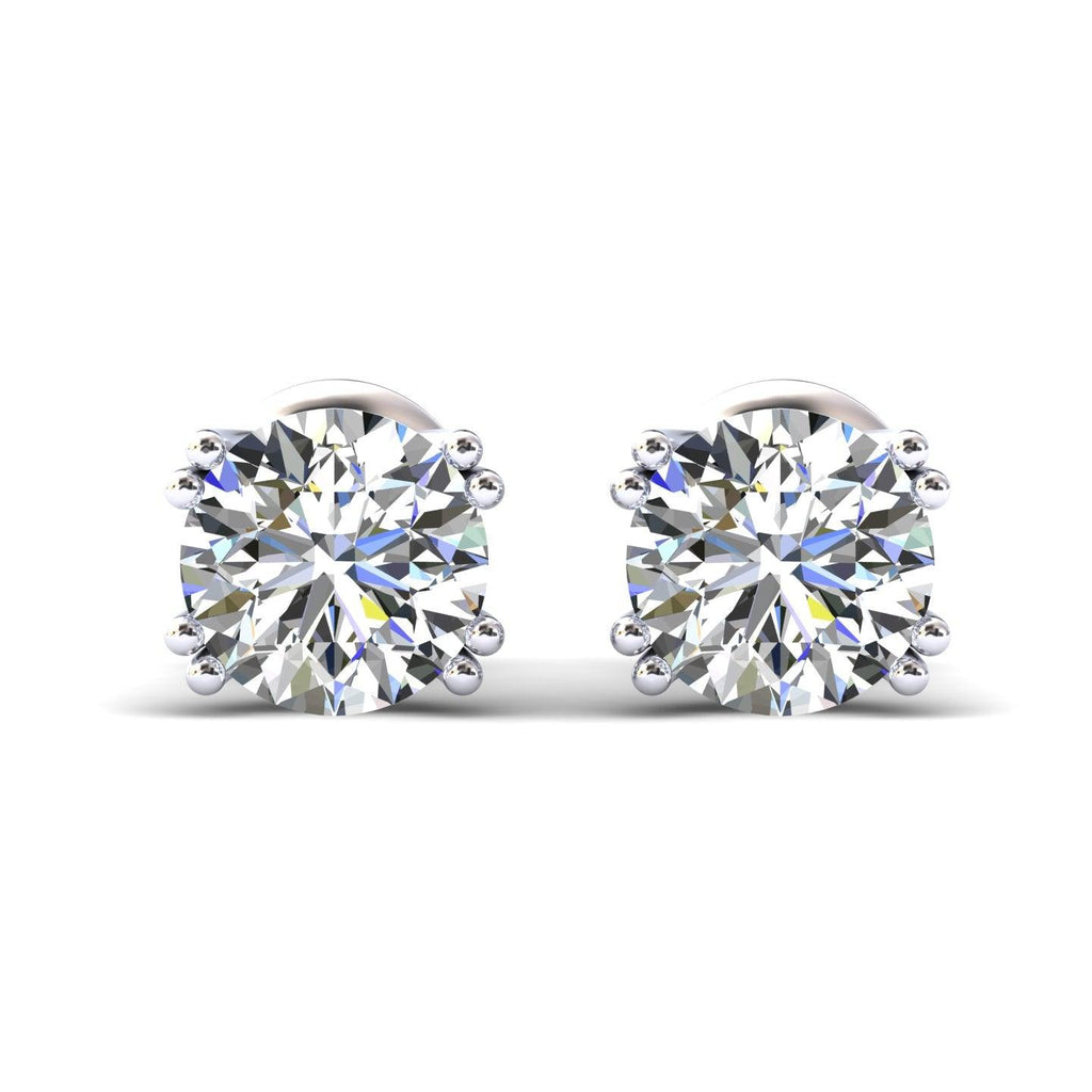Certified D/VS 2.00Ct Round Diamond Stud Earrings in 18k Gold / Platinum