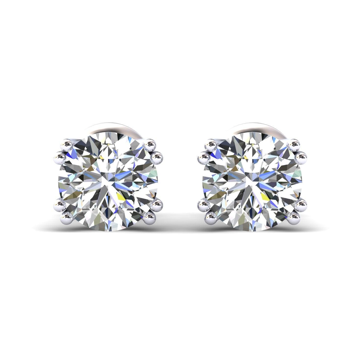 Certified D/VS 2.00Ct Round Diamond Stud Earrings in 18k Gold / Platinum
