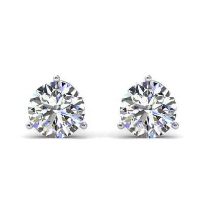 Certified D/VS 2.00Ct Martini Style Round Diamond Stud Earrings in 18k Gold