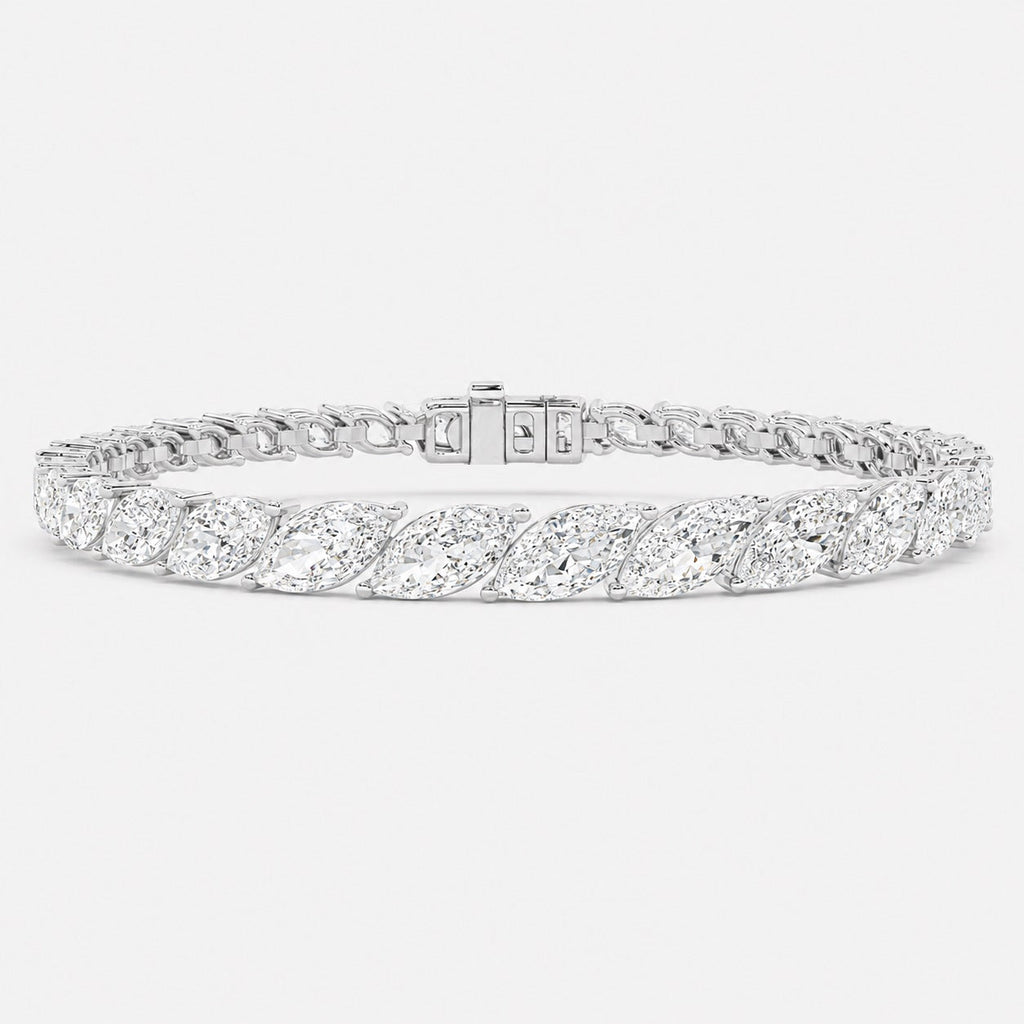 10.00ct Marquise Diamond Tennis Bracelet - 9k White Gold