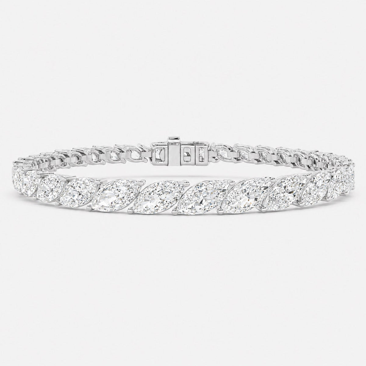 10.00ct Marquise Diamond Tennis Bracelet - 9k White Gold