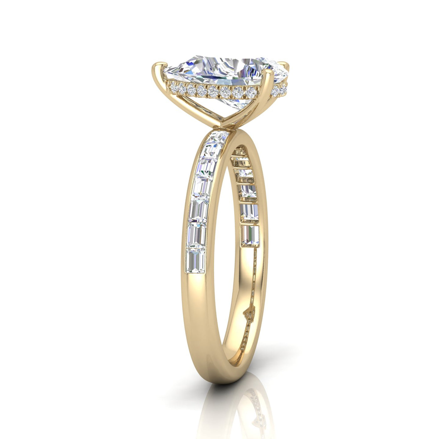 Classic Hidden Halo Channel Set Engagement Ring - Pear