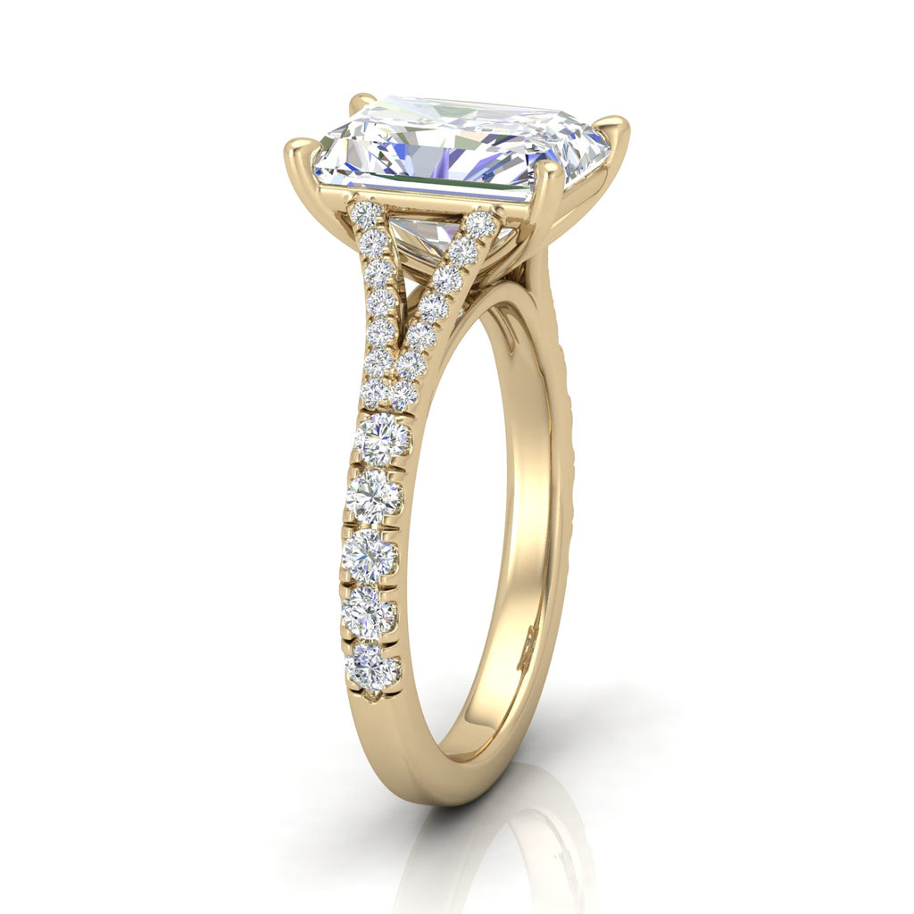 Julie Emerald Diamond Split Shank Engagement Ring