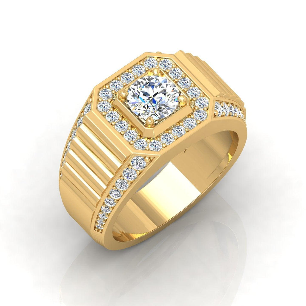Certified F/VS 1.50Ct Round Diamond Mens Solitaire Hip Hop Ring