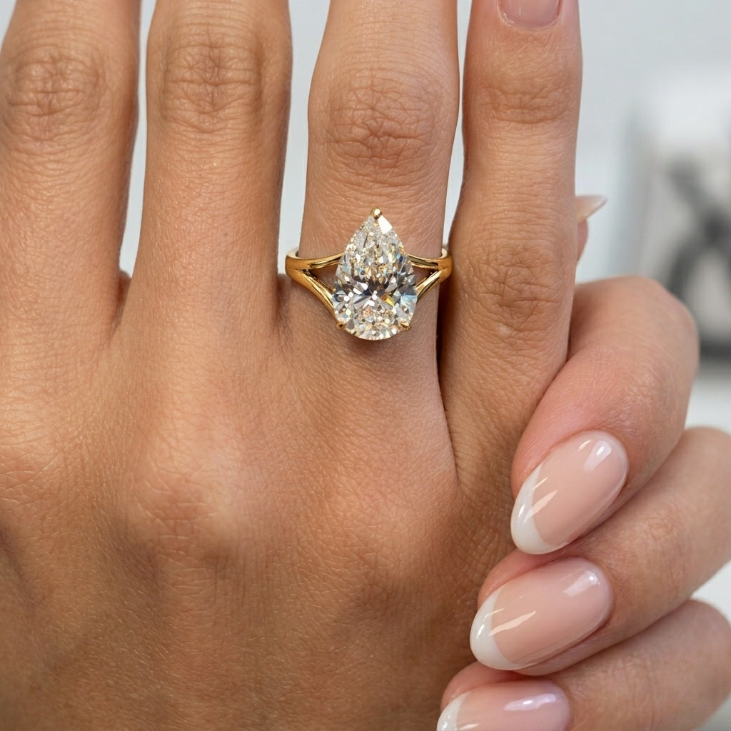 Clearance 5.00CT IGI Certified Lab Grown Pear Diamond Solitaire Engagement Ring