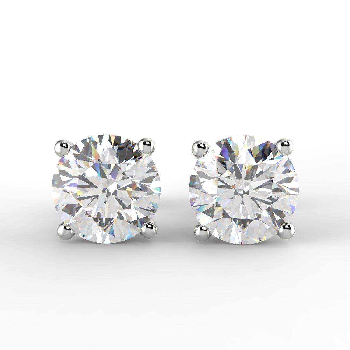 GIA Certified Natural 1.01 Carat Round Earth Mined Diamond Stud Earring In 18k White Gold