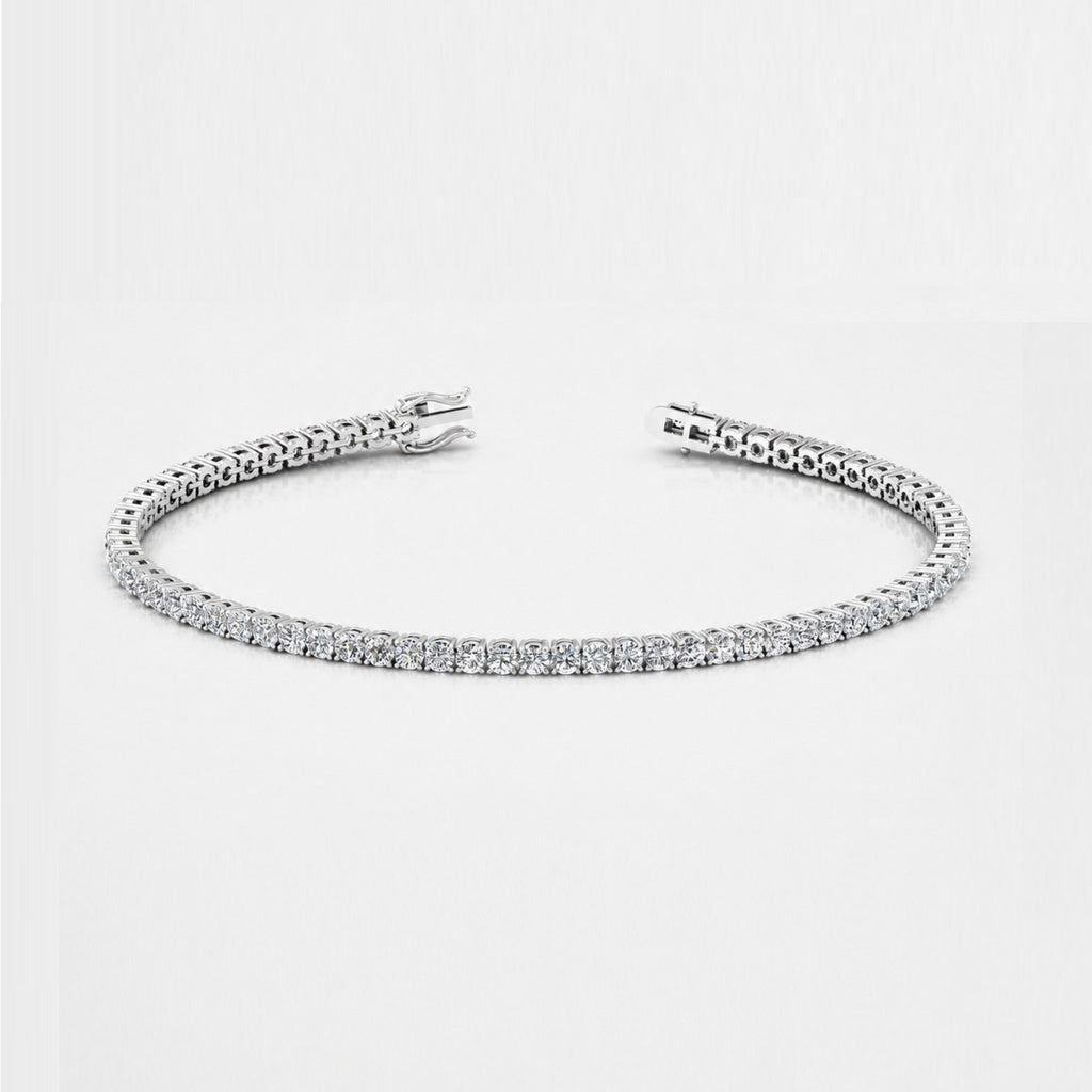 3.00ct D-E/VS 100% Natural Round Diamond Claw Set Tennis Bracelet in Platinum