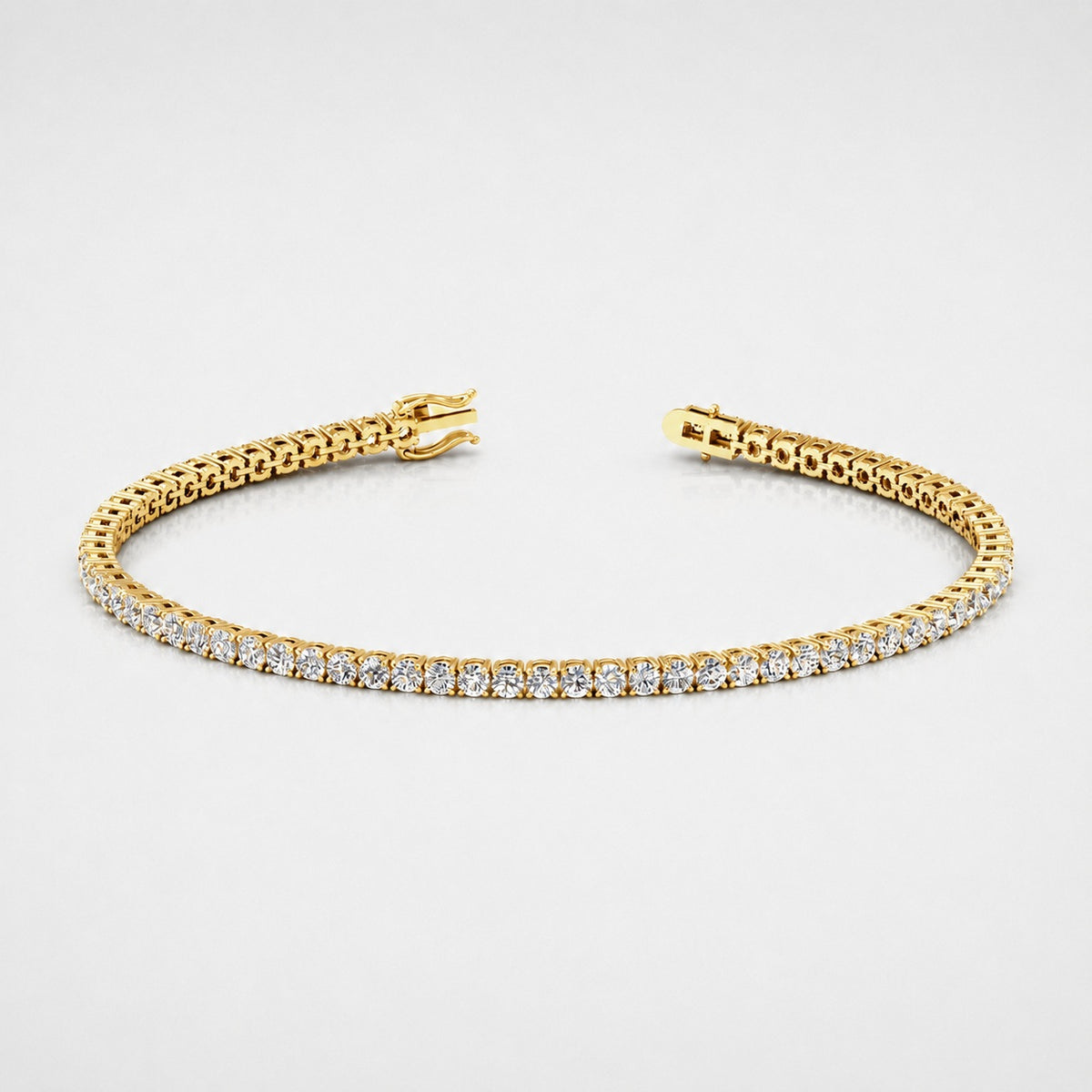 Natural Round Diamond 4-Prong Tennis Bracelet in 18k Yellow Gold