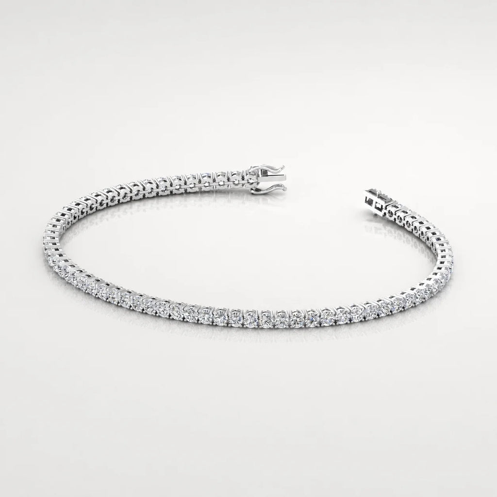 2.00Ct Round Dimaonds 100% Natural Claw Set Tennis Bracelet 9k White Gold