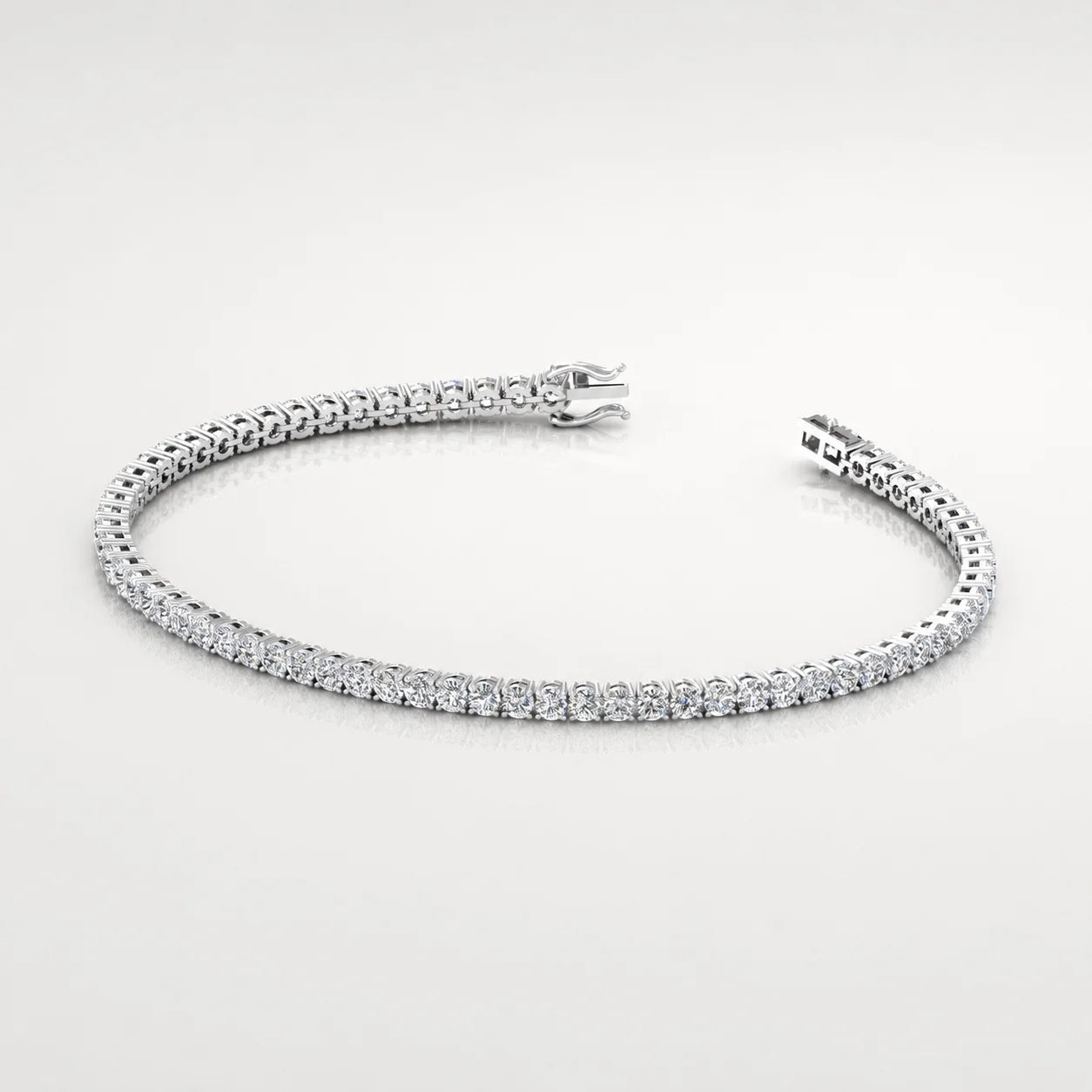 2.00Ct Round Dimaonds 100% Natural Claw Set Tennis Bracelet 9k White Gold