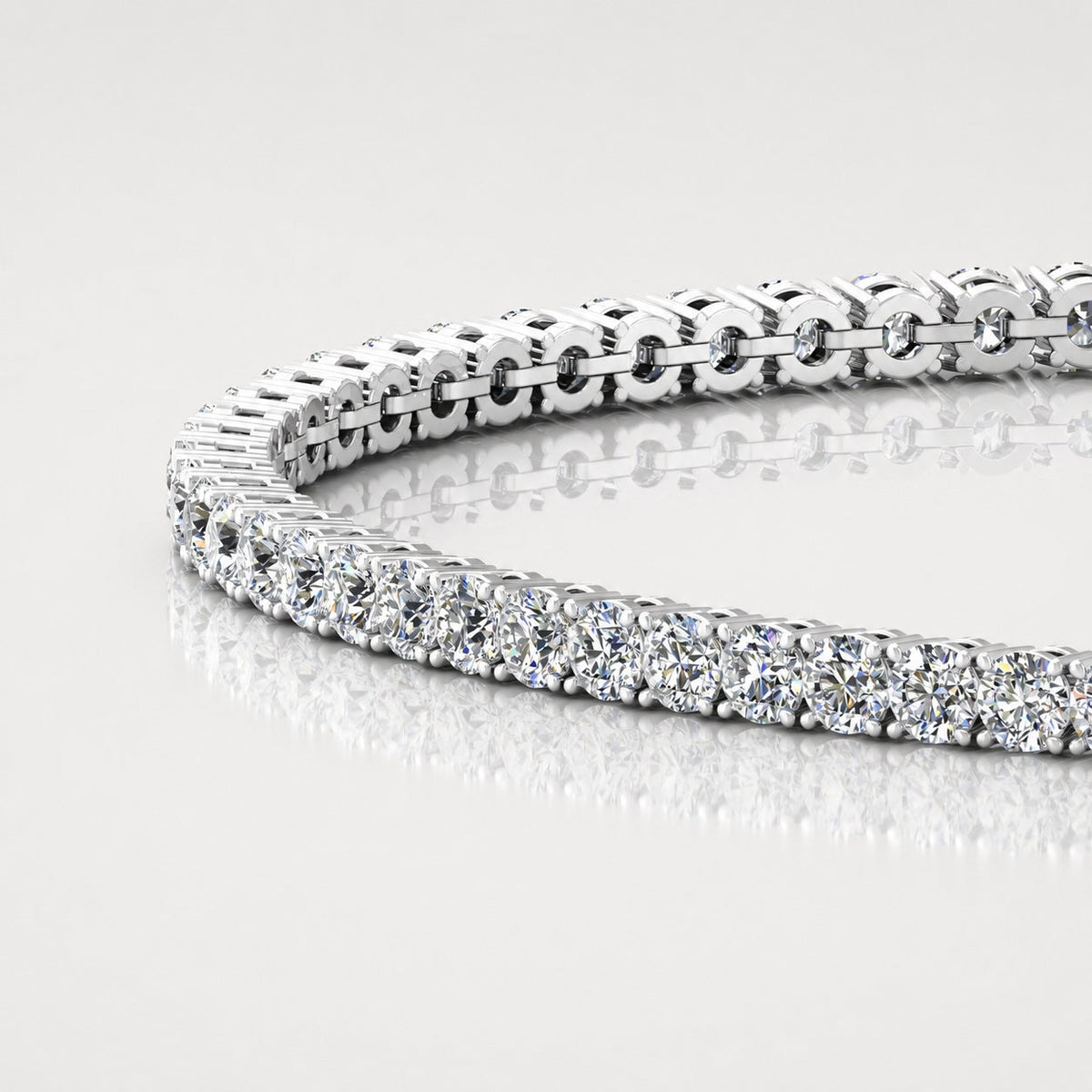 6.00ct Round Diamond Tennis Bracelet - Platinum (Angle View 2)