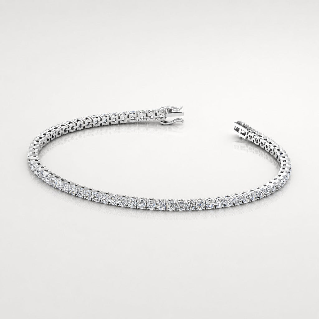 4.00ct Round Diamond Tennis Bracelet - Platinum (Angle View 5)