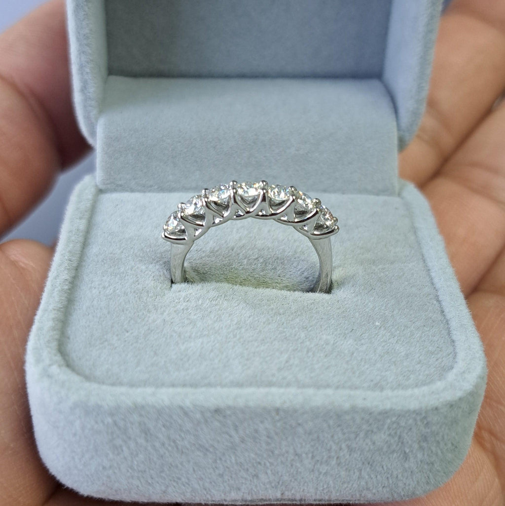 D/VVS 0.75Carat 7 Round Diamond Wedding Eternity Ring for Women's