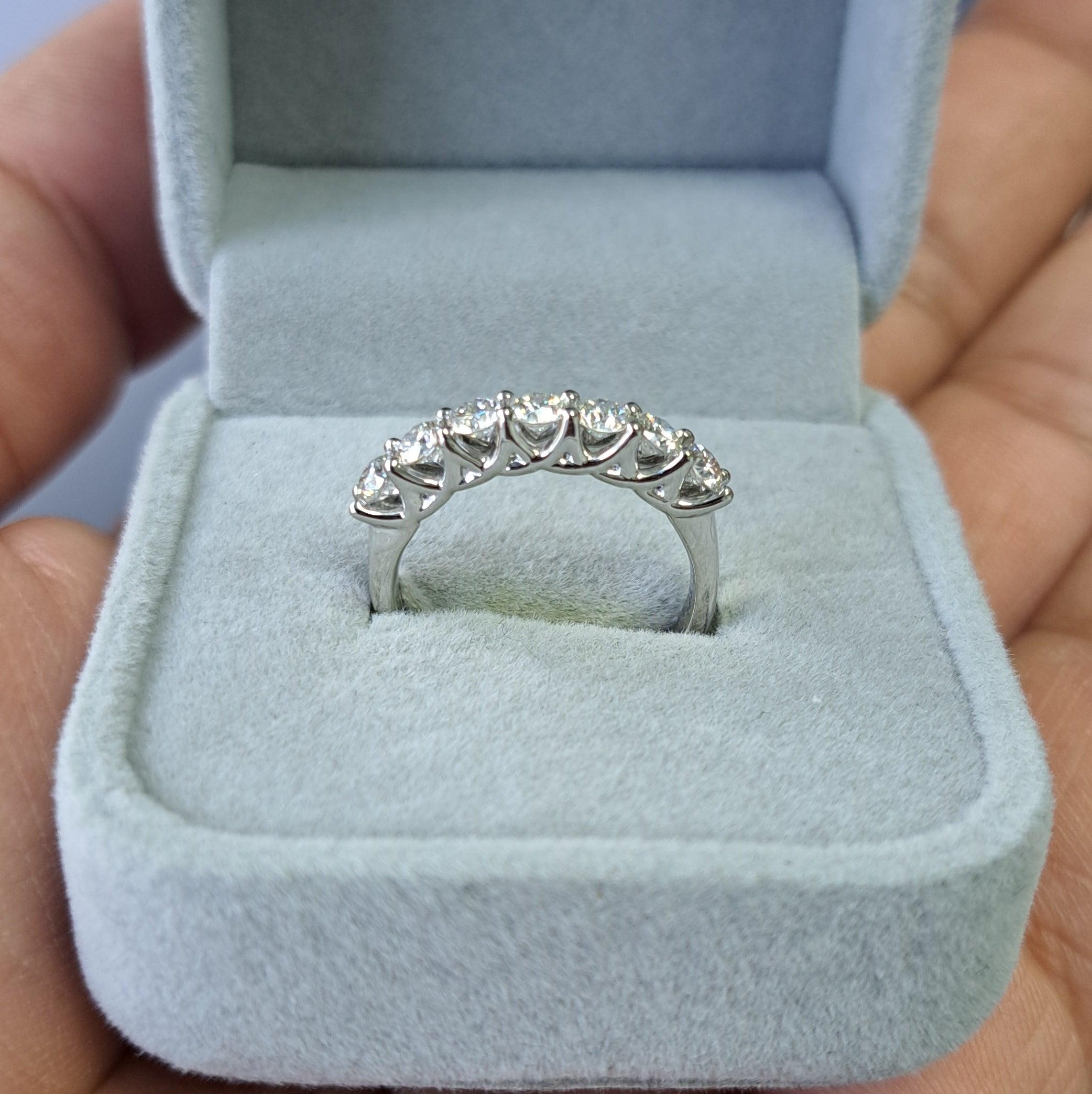 D/VVS 0.75Carat 7 Round Diamond Wedding Eternity Ring for Women's