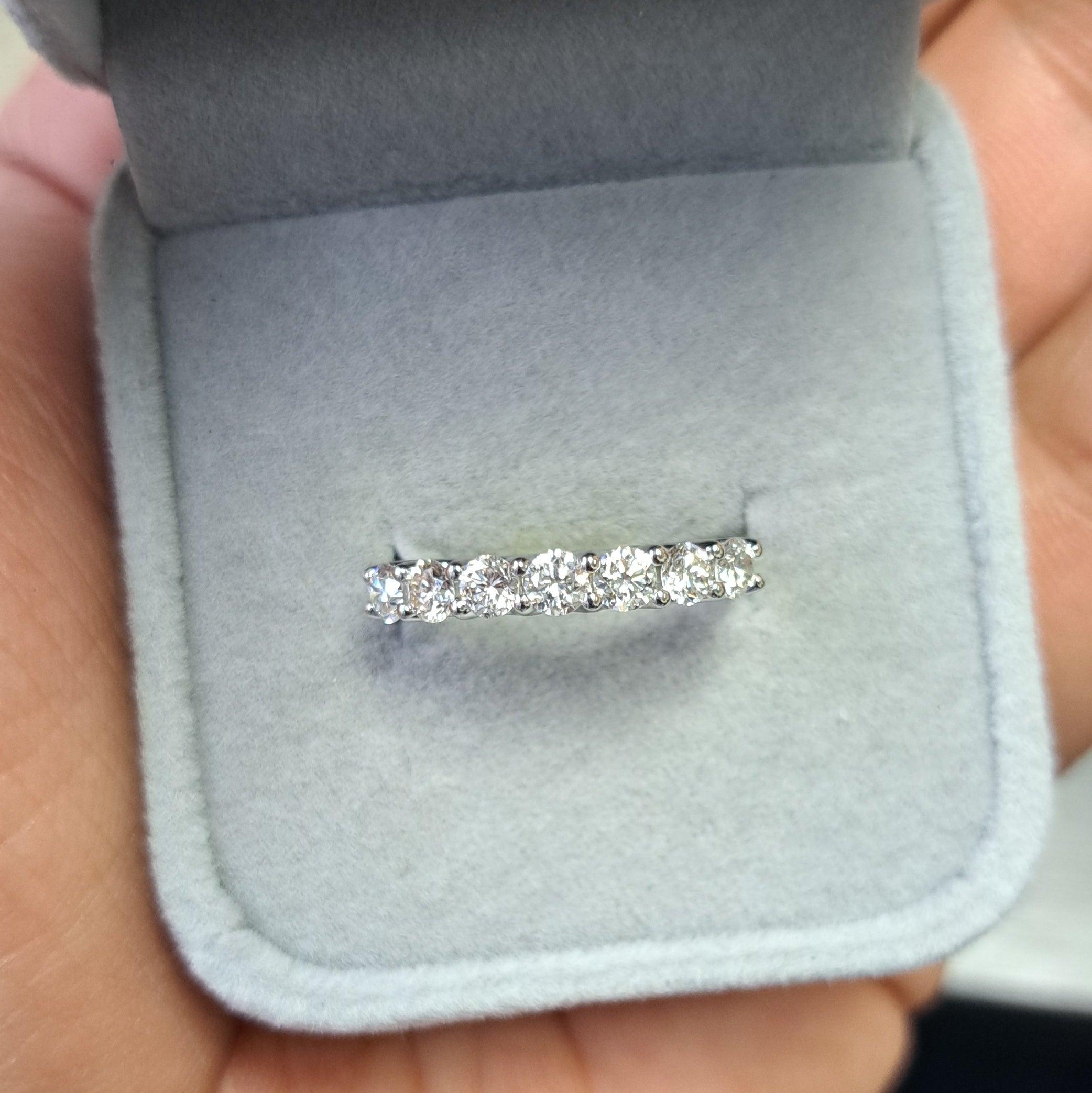 D/VVS 0.75Carat 7 Round Diamond Wedding Eternity Ring for Women's