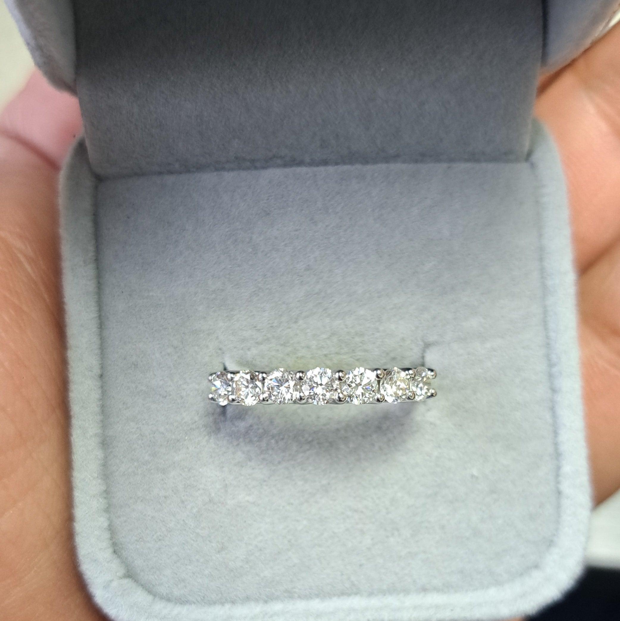 D/VVS 0.75Carat 7 Round Diamond Wedding Eternity Ring for Women's