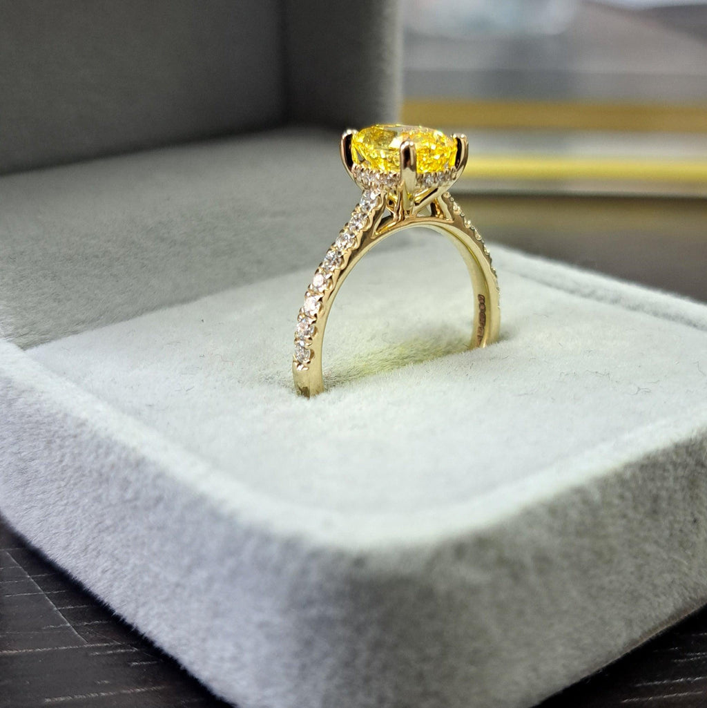 Great Offer..!  Fancy Vivid Yellow 2.50CT Oval Diamond Hidden Halo Engagement Ring White Gold