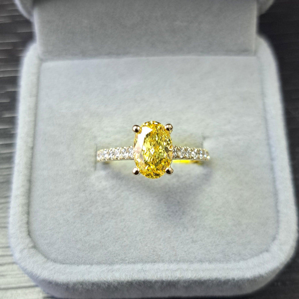 Great Offer..!  Fancy Vivid Yellow 2.50CT Oval Diamond Hidden Halo Engagement Ring White Gold