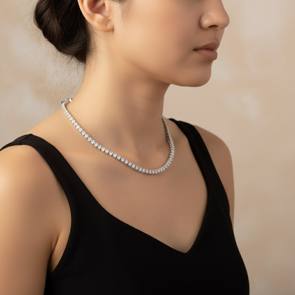 Lab Diamond Tennis Necklace 22.00ct D/VVS Quality in 9K Gold