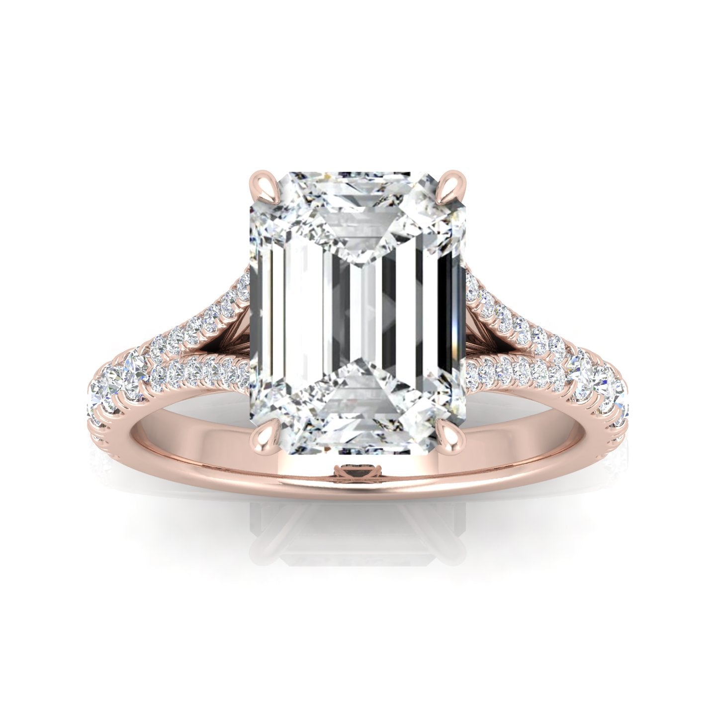 Julie Emerald Diamond Split Shank Engagement Ring