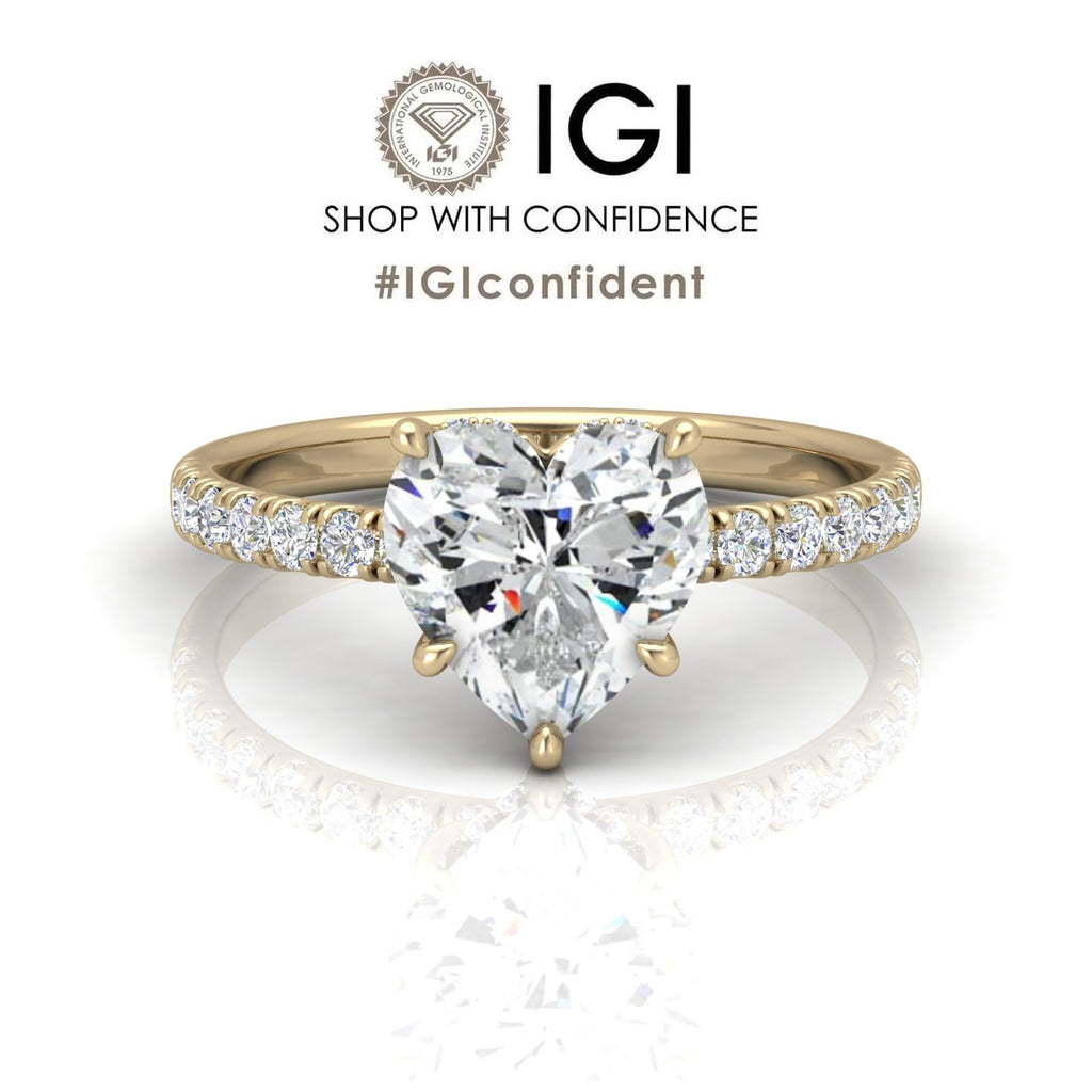 VVS 5.00Ct Heart Diamond Hidden Halo Pave Set Engagement Ring