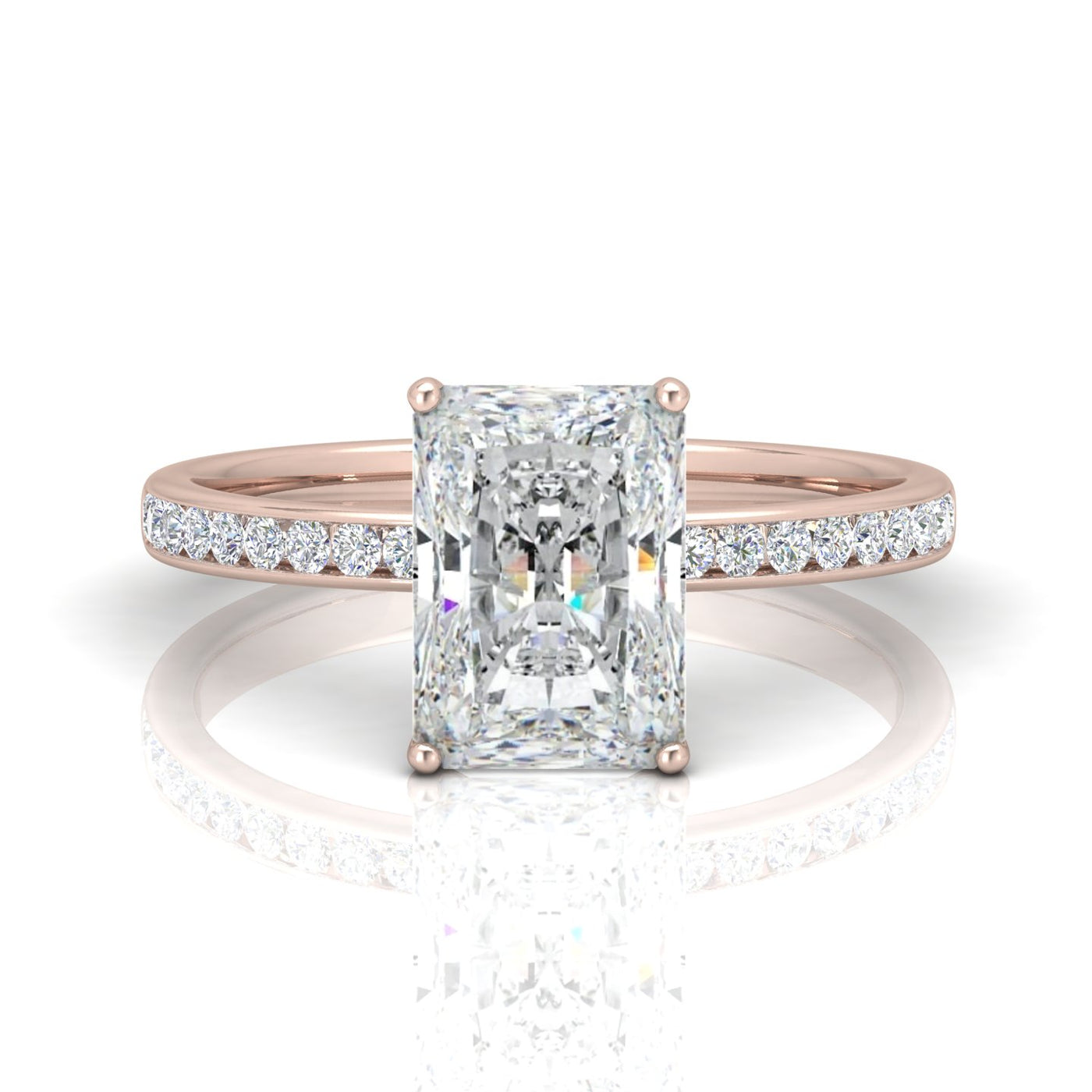 Channel Set Radiant Diamond Engagement Ring