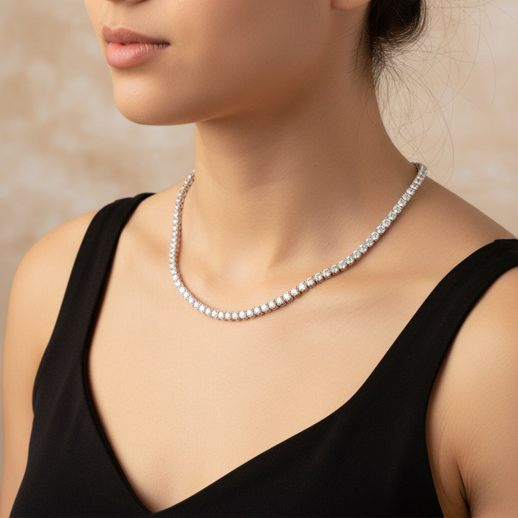 Lab Diamond Tennis Necklace 22.00ct D/VVS Quality in 9K Gold