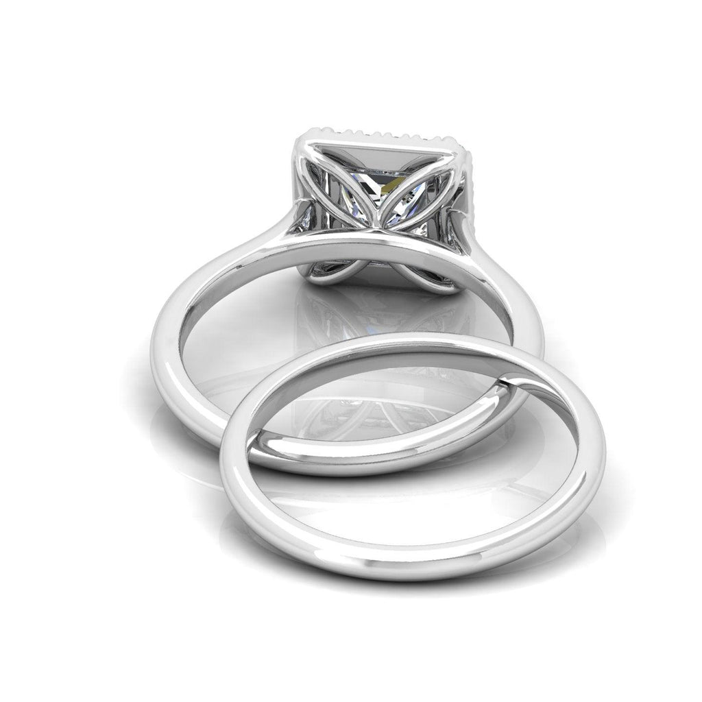 Certified Princess Diamond Halo Engagement Ring With Matching Band 1.20Carat