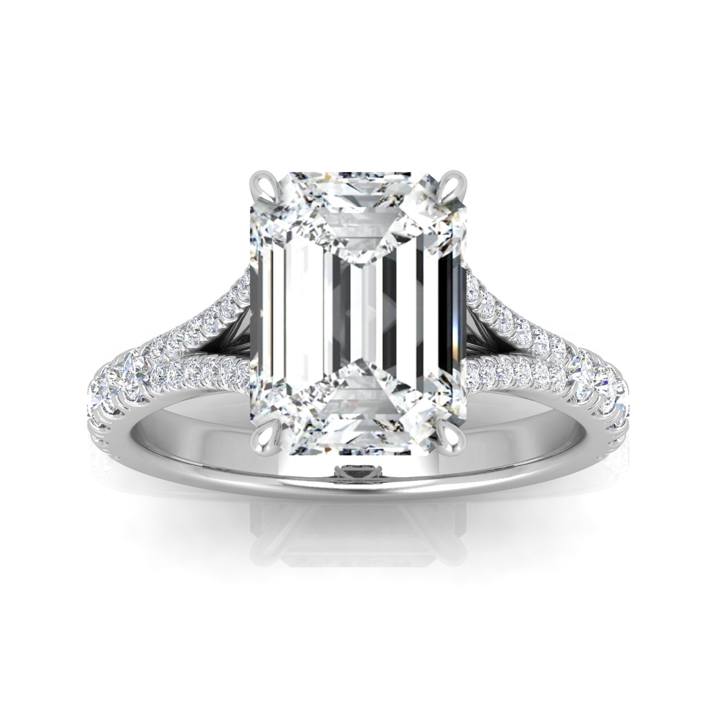 Julie Emerald Diamond Split Shank Engagement Ring