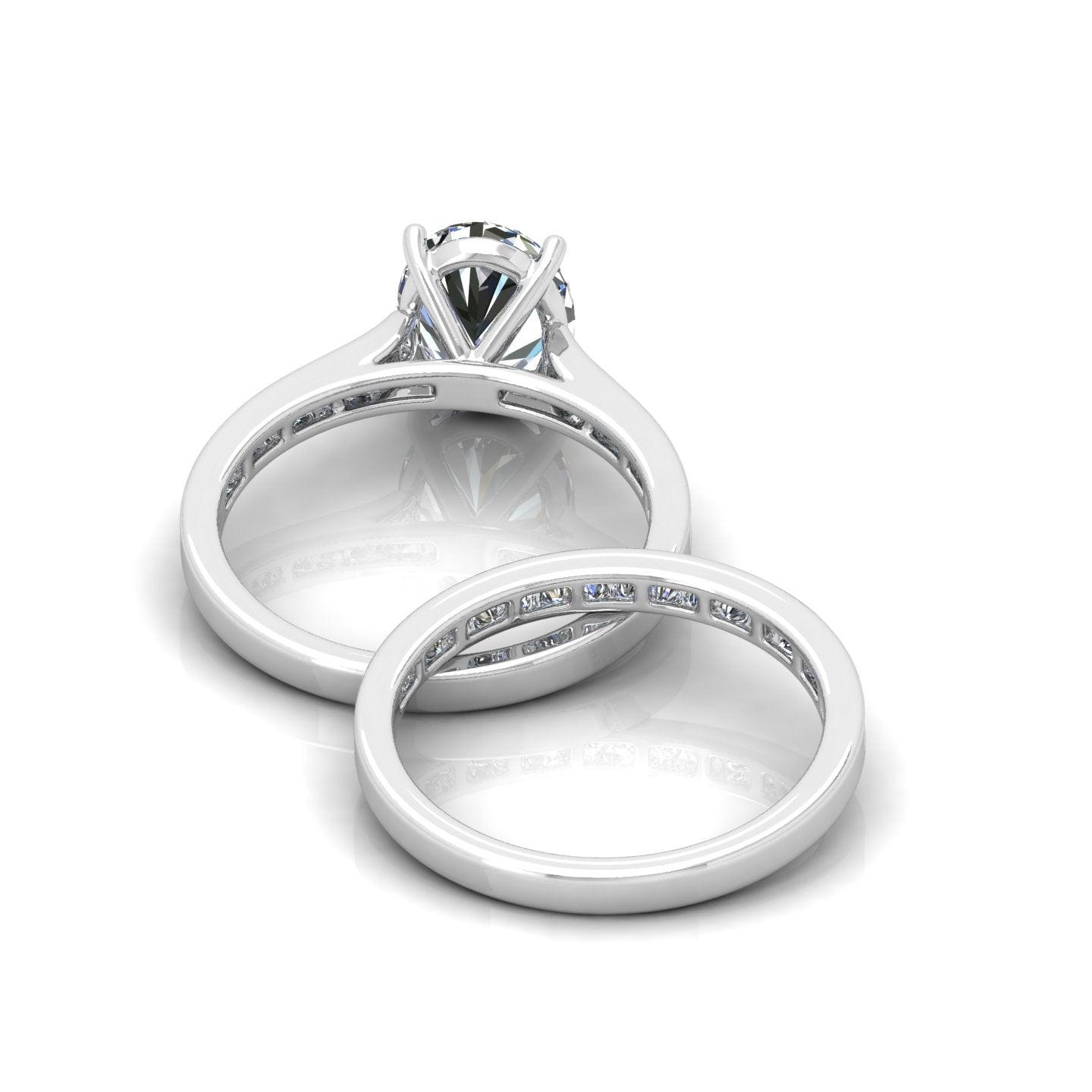 Certified Oval Diamond Bridal Set Engagement Ring With Matching Band 2.00Carat E/VS