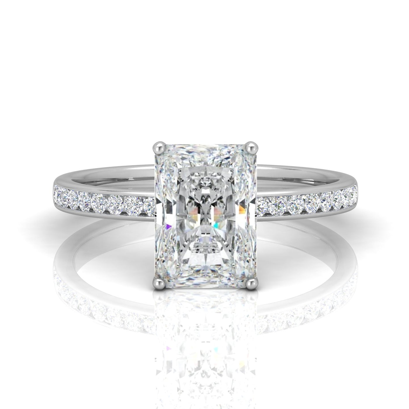 Channel Set Radiant Diamond Engagement Ring