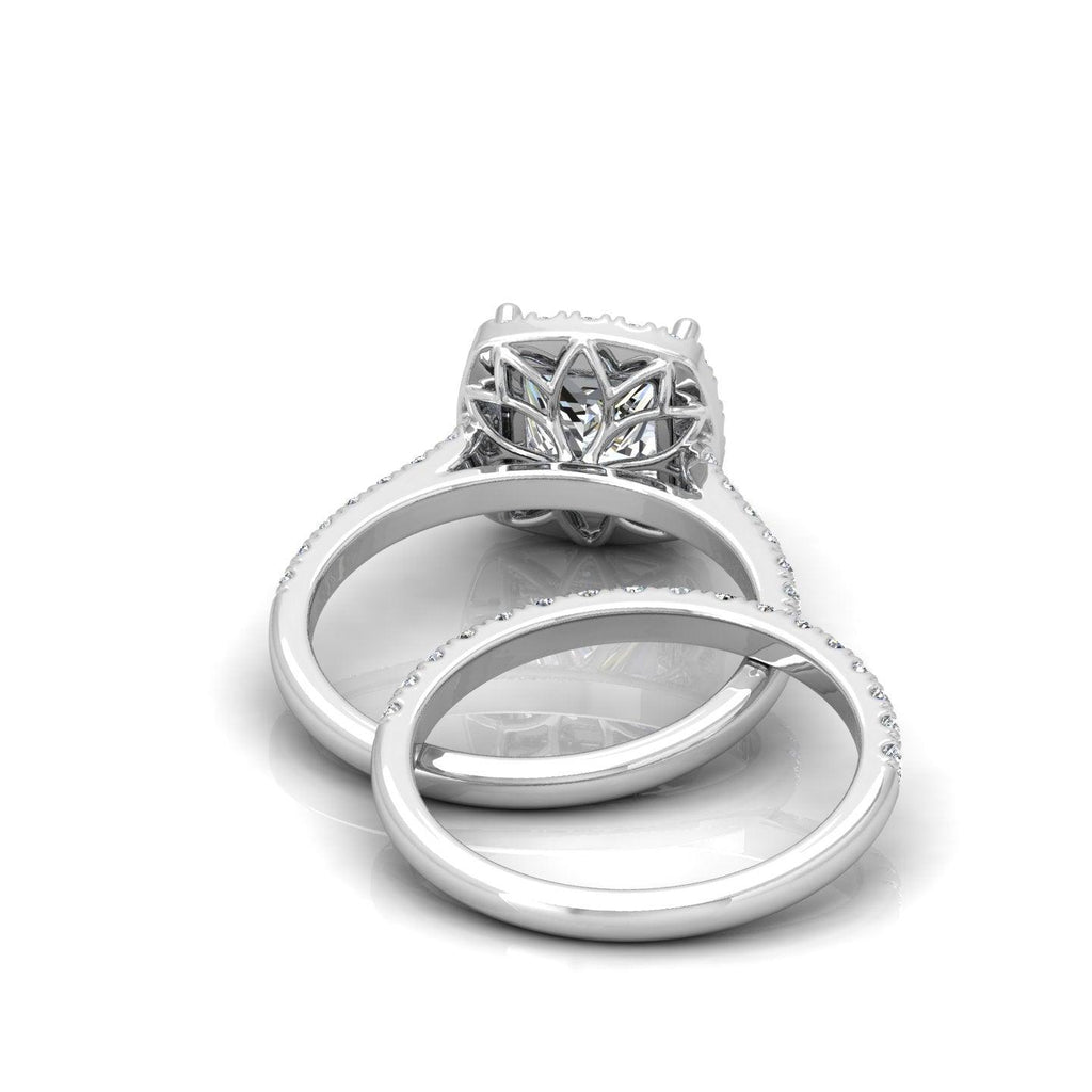 Certified Princess Diamond Halo Engagement Ring With Matching Band 2.00Carat