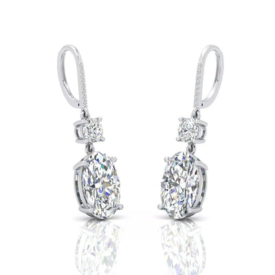 Last Piece ! Certified Huge 22.73Ct Oval & Round Diamond Dangle Drop Earrings in 18k Gold 13 Gram