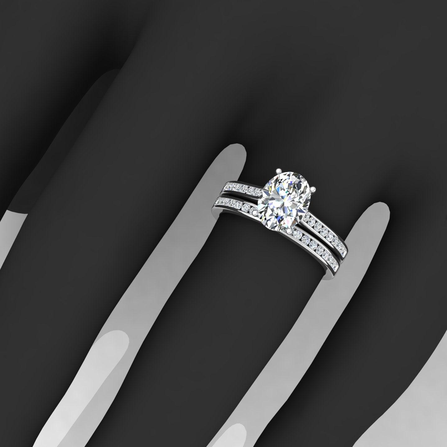 Certified Oval Diamond Bridal Set Engagement Ring With Matching Band 2.00Carat E/VS
