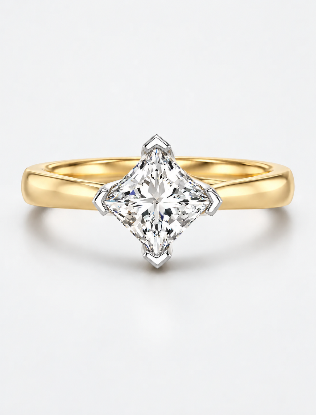 Lab-Grown IGI-Certified Seraphina Princess-Cut Solitaire Bypass Engagement Ring in Gold & Platinum