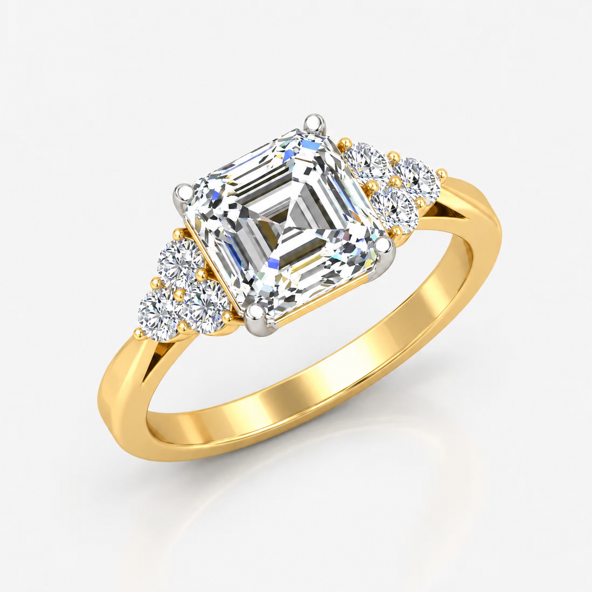 IGI Certified Lab Grown Rosa Vintage Asscher Cut Diamond Engagement Ring in Gold & Platinum – 1–4Ct