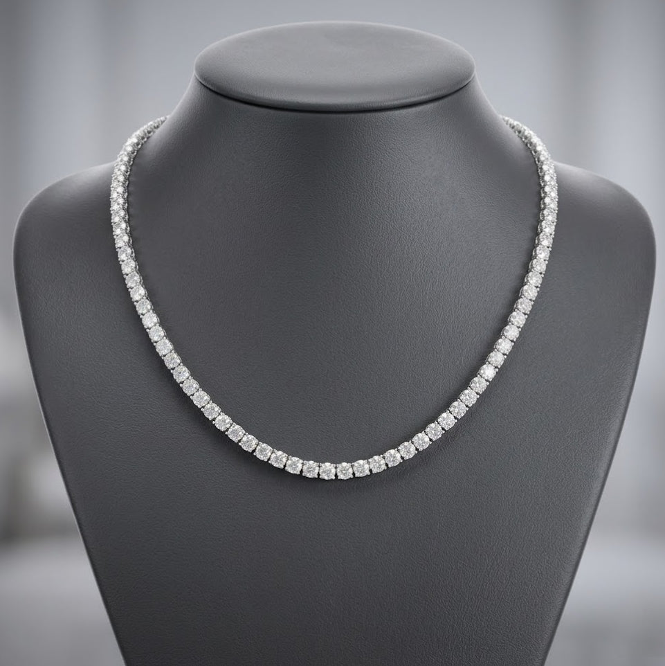 Lab Diamond Tennis Necklace 22.00ct D/VVS Quality in 9K Gold