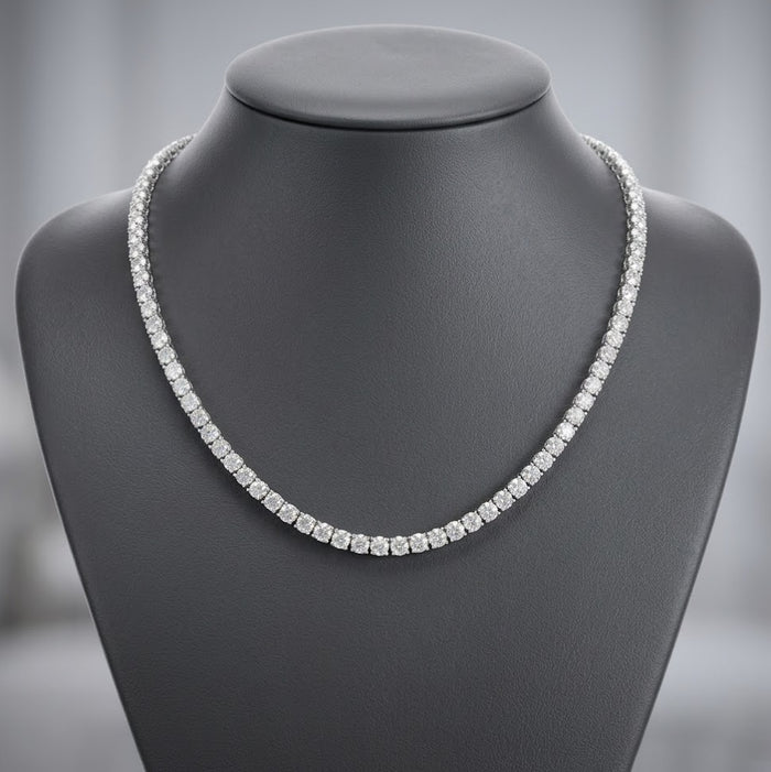 18-25ct Round Lab Diamond Men's Tennis Necklace – 9K Gold, D/VS