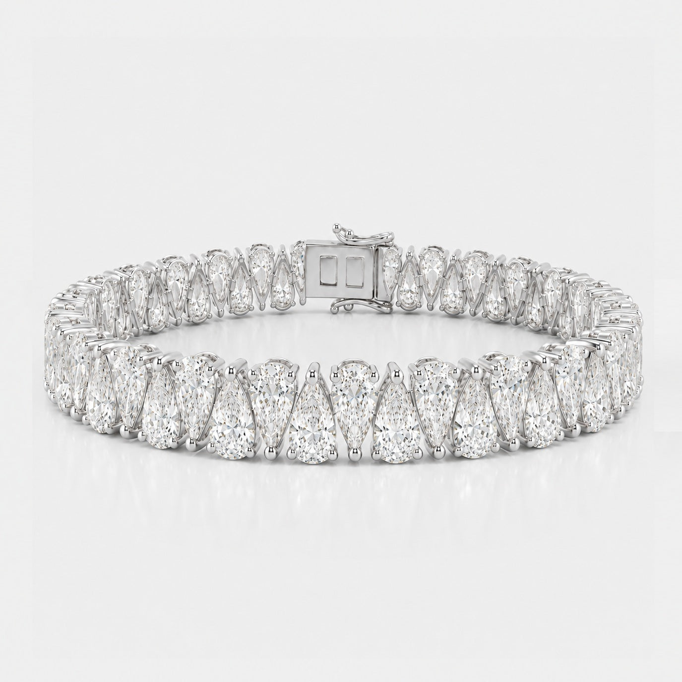 Zig-Zag Pear Lab-Grown Diamond Tennis Bracelet in Gold & Platinum (10–30ct)