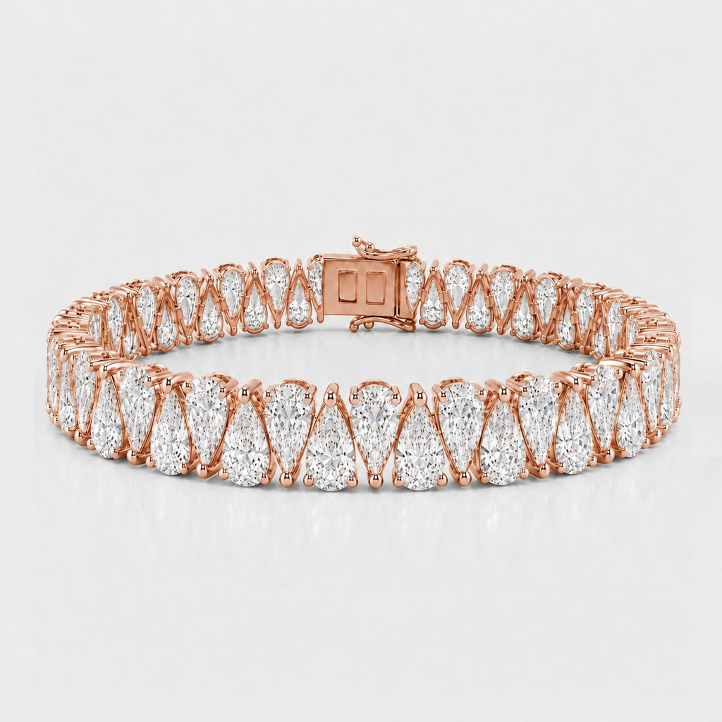 Zig-Zag Pear Lab-Grown Diamond Tennis Bracelet in Gold & Platinum (10–30ct)