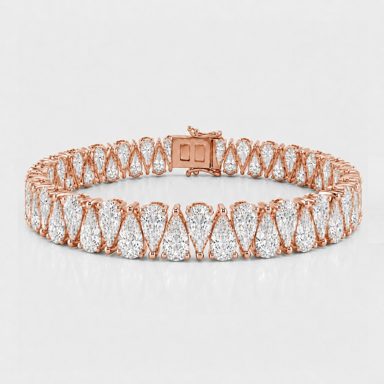 Zig-Zag Pear Lab-Grown Diamond Tennis Bracelet in Gold & Platinum (10–30ct)