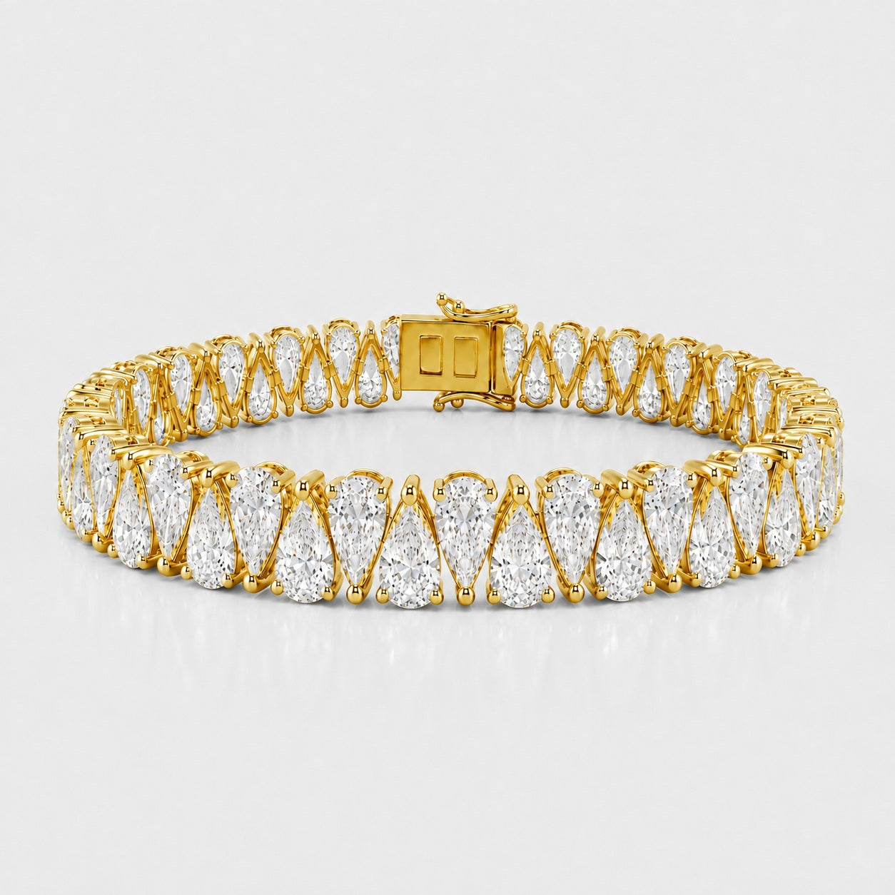 Zig-Zag Pear Lab-Grown Diamond Tennis Bracelet in Gold & Platinum (10–30ct)