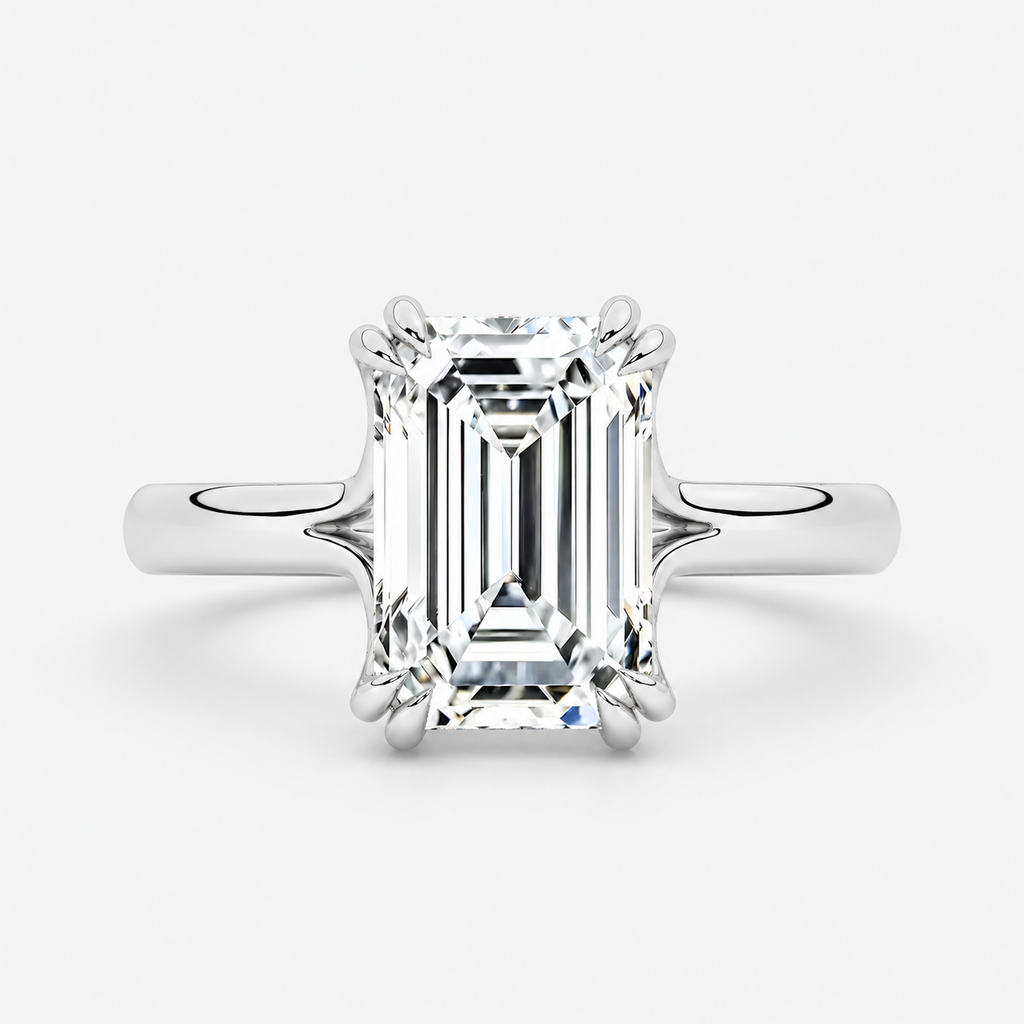 Emerald Diamond Engagement Ring Platinum Labgrown 5 Ct Solitaire