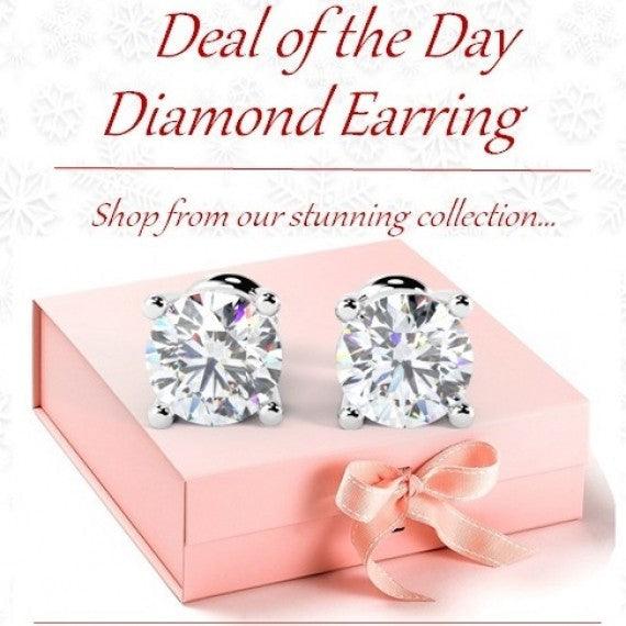 100% Natural 2.00Ct Round Diamond Stud Earrings in Platinum