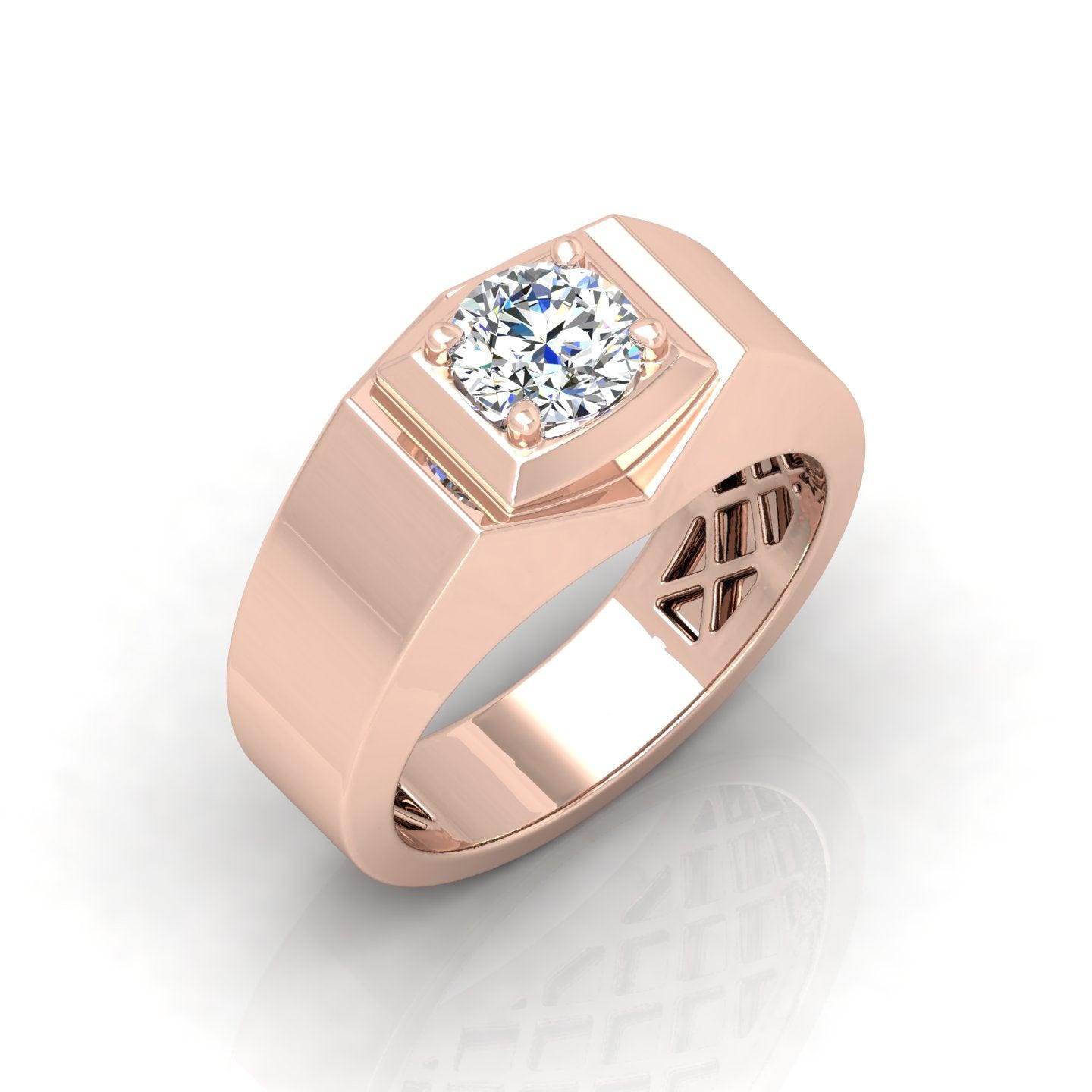 Certified F/VS Single Diamond Mens Solitaire Ring
