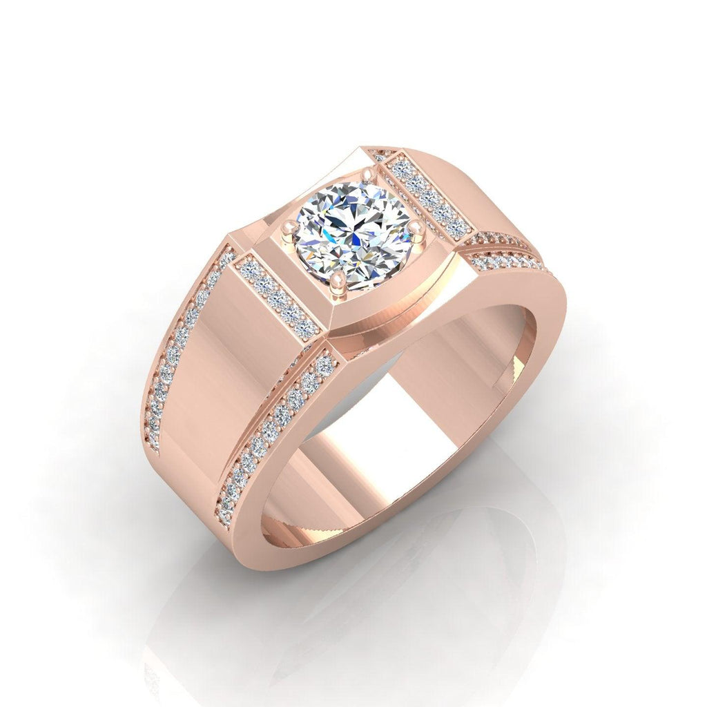 Certified F/VS 1.20Ct Round Diamond Mens Solitaire Ring