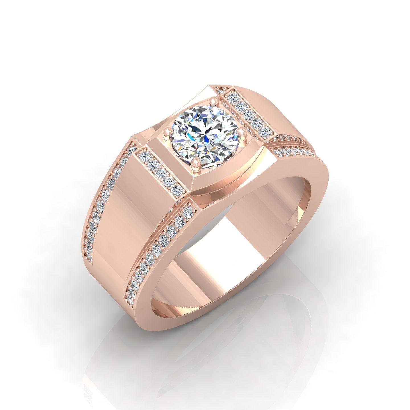 Certified F/VS 1.20Ct Round Diamond Mens Solitaire Ring