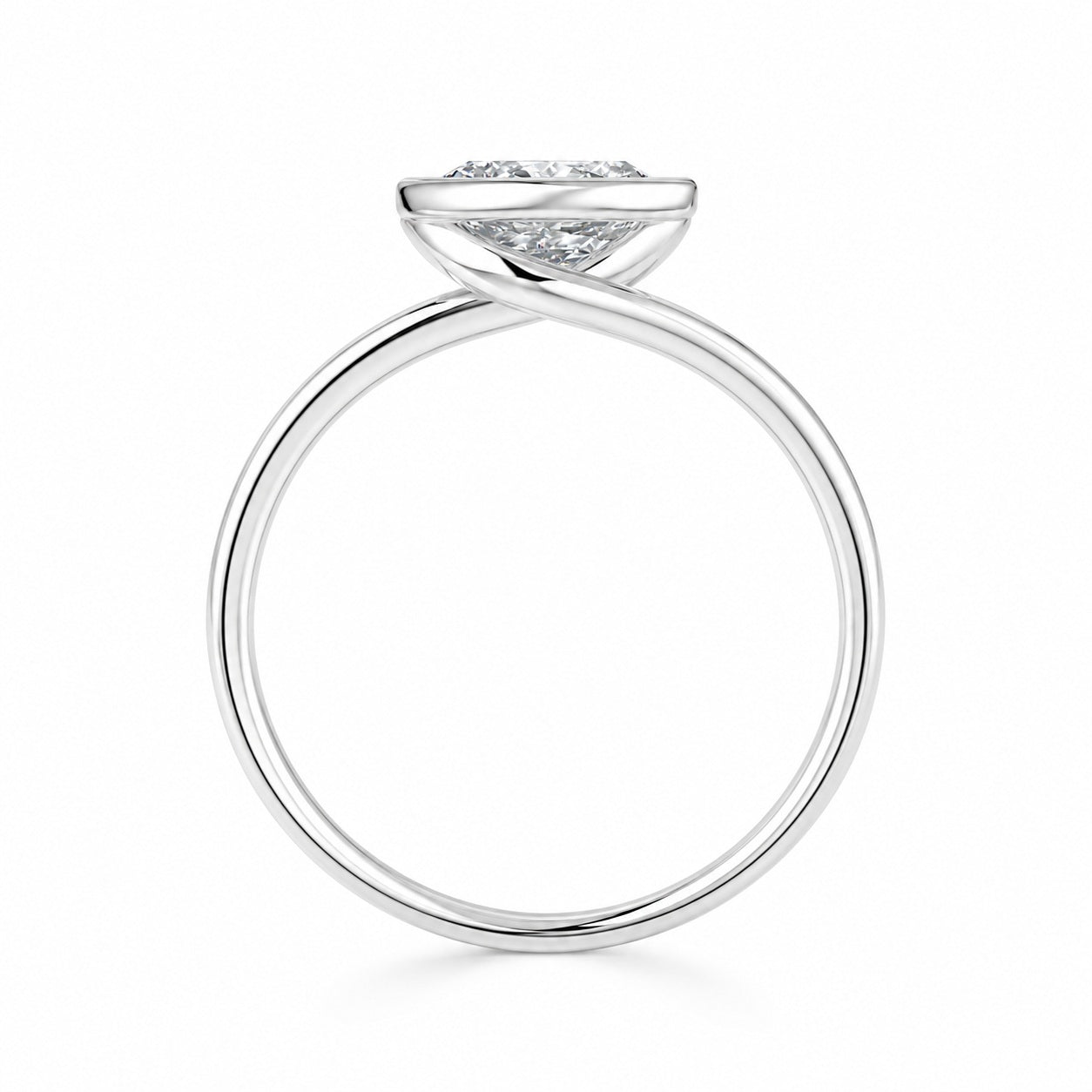 IGI Certified Oval Lab Grown Diamond Bezel Set Solitaire Ring