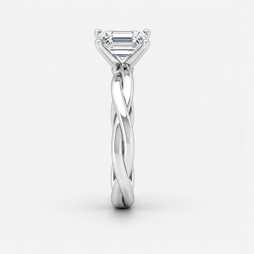 Twisted IGI Certified Classic Solitaire Emerald Diamond Engagement Ring in Gold & Platinum
