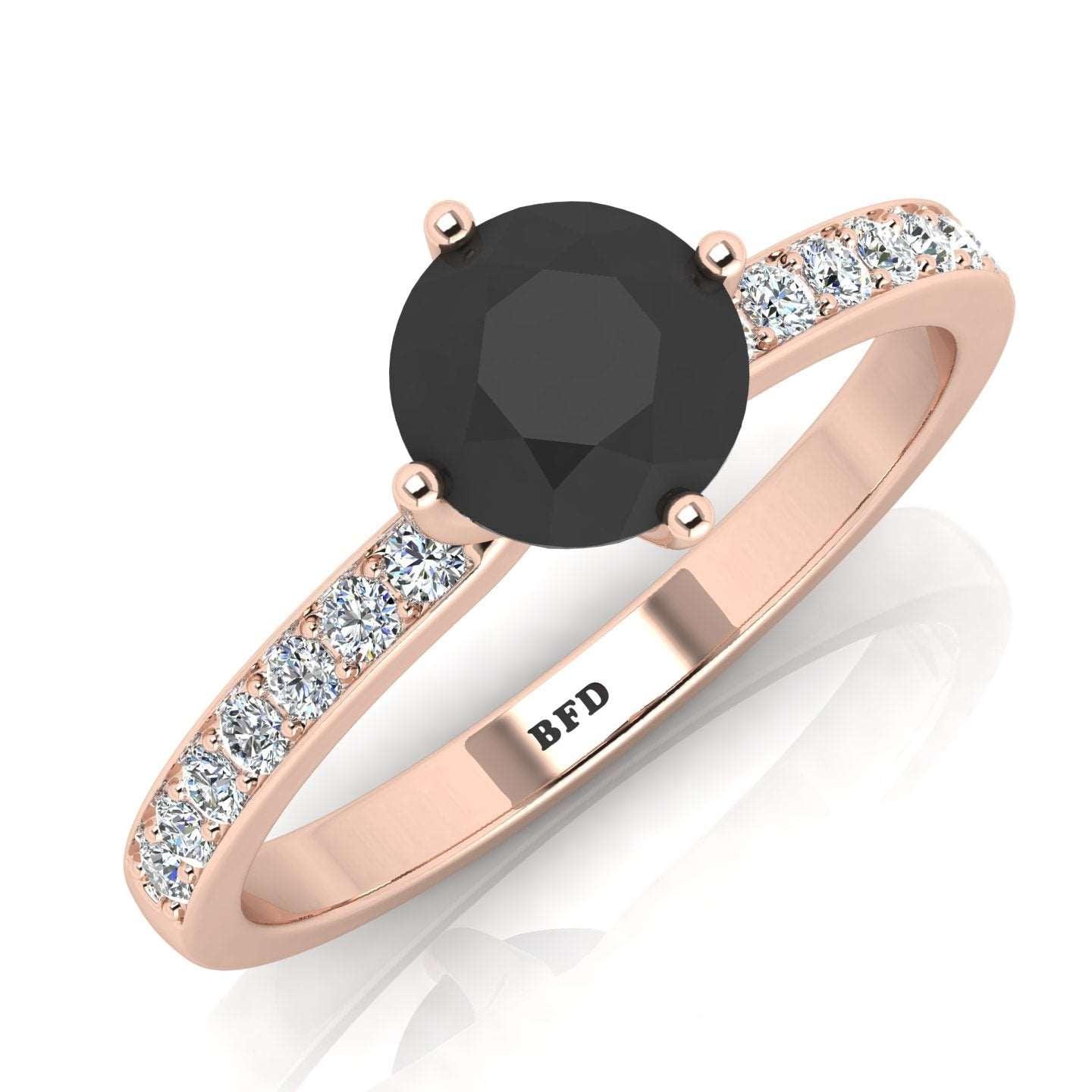 AAA Black & White Diamond Solitaire engagement Ring - 1.20 Carat